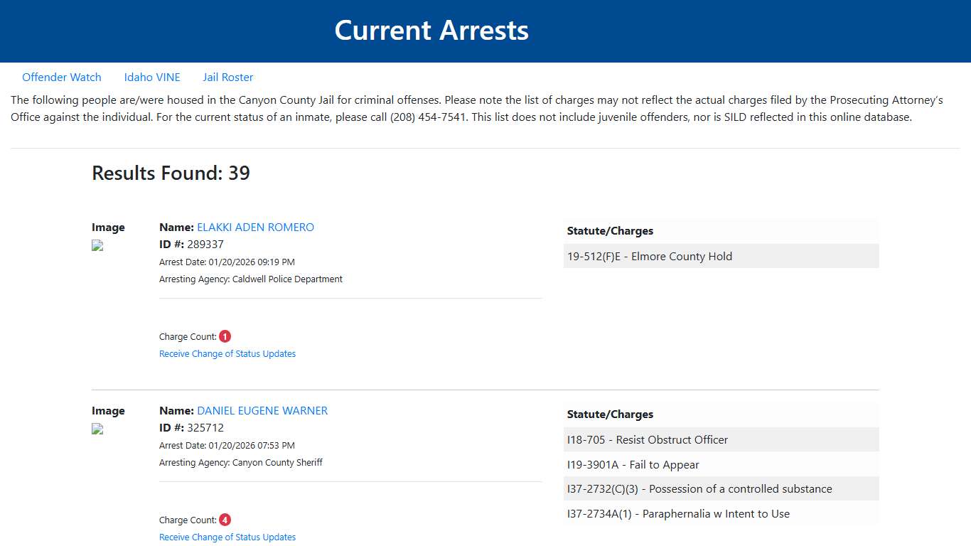 Current Arrests